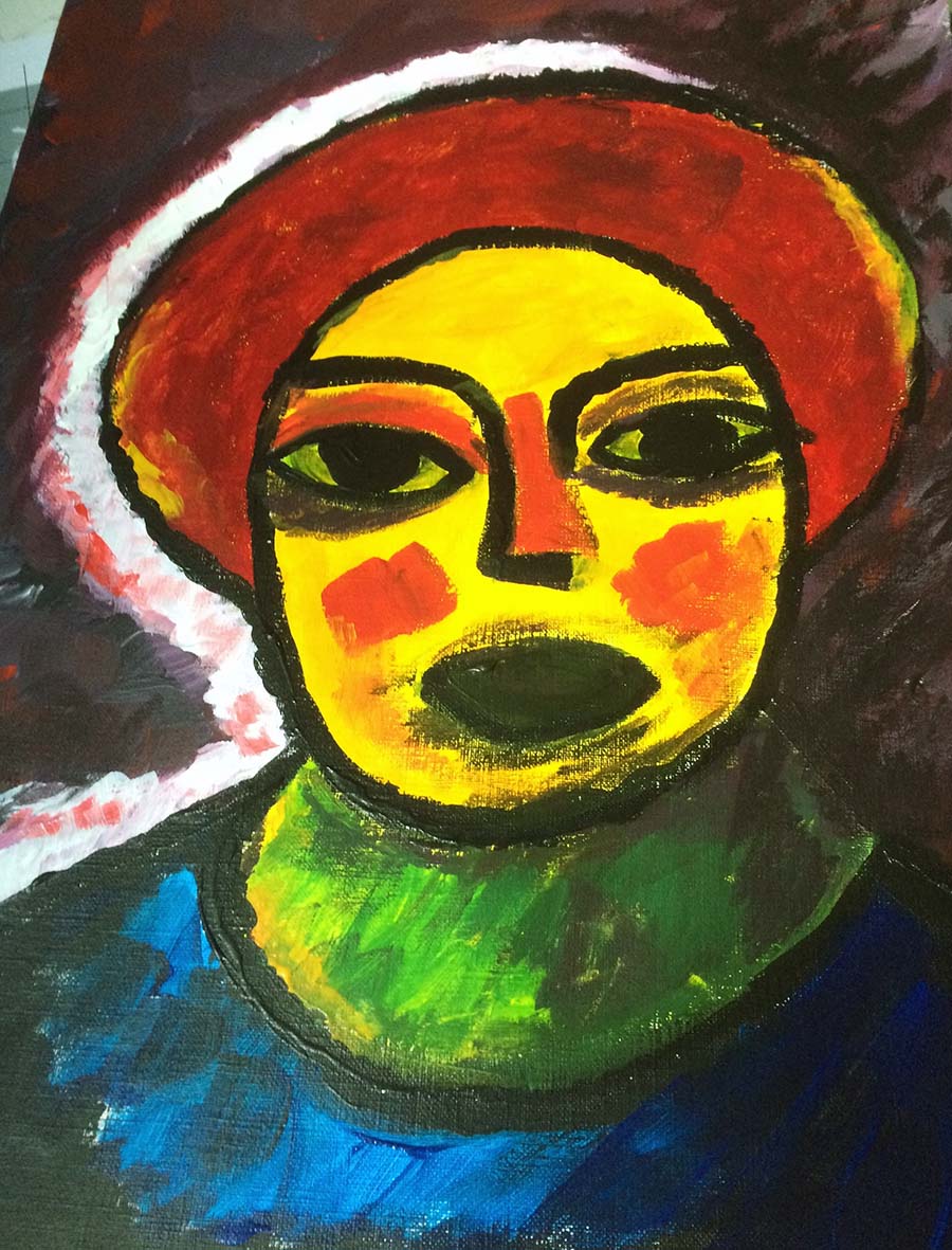 Acrylic painting of a woman- After Jawlensky