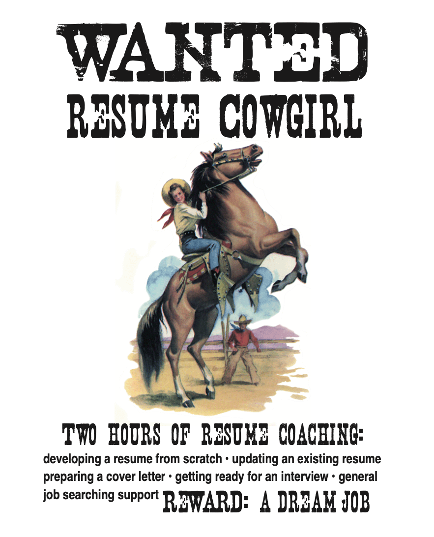 Advertizing poster - Wanted Resume Cowgirl